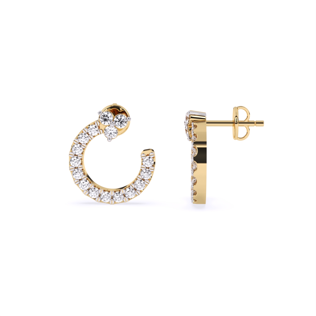 Diamond Crescent Stud Earrings with Sparkle
