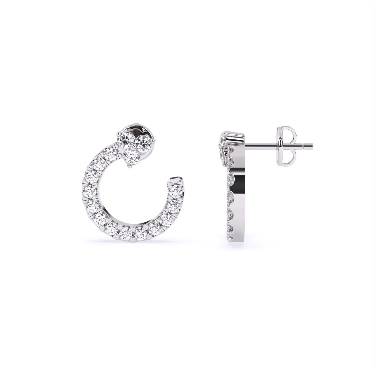 Diamond Crescent Stud Earrings with Sparkle