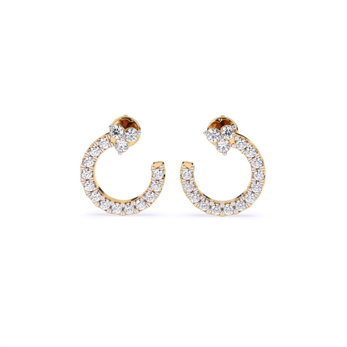 Diamond Crescent Stud Earrings with Sparkle