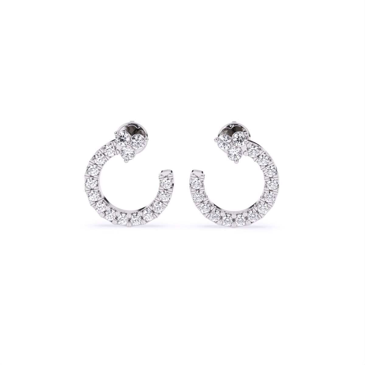 Diamond Crescent Stud Earrings with Sparkle