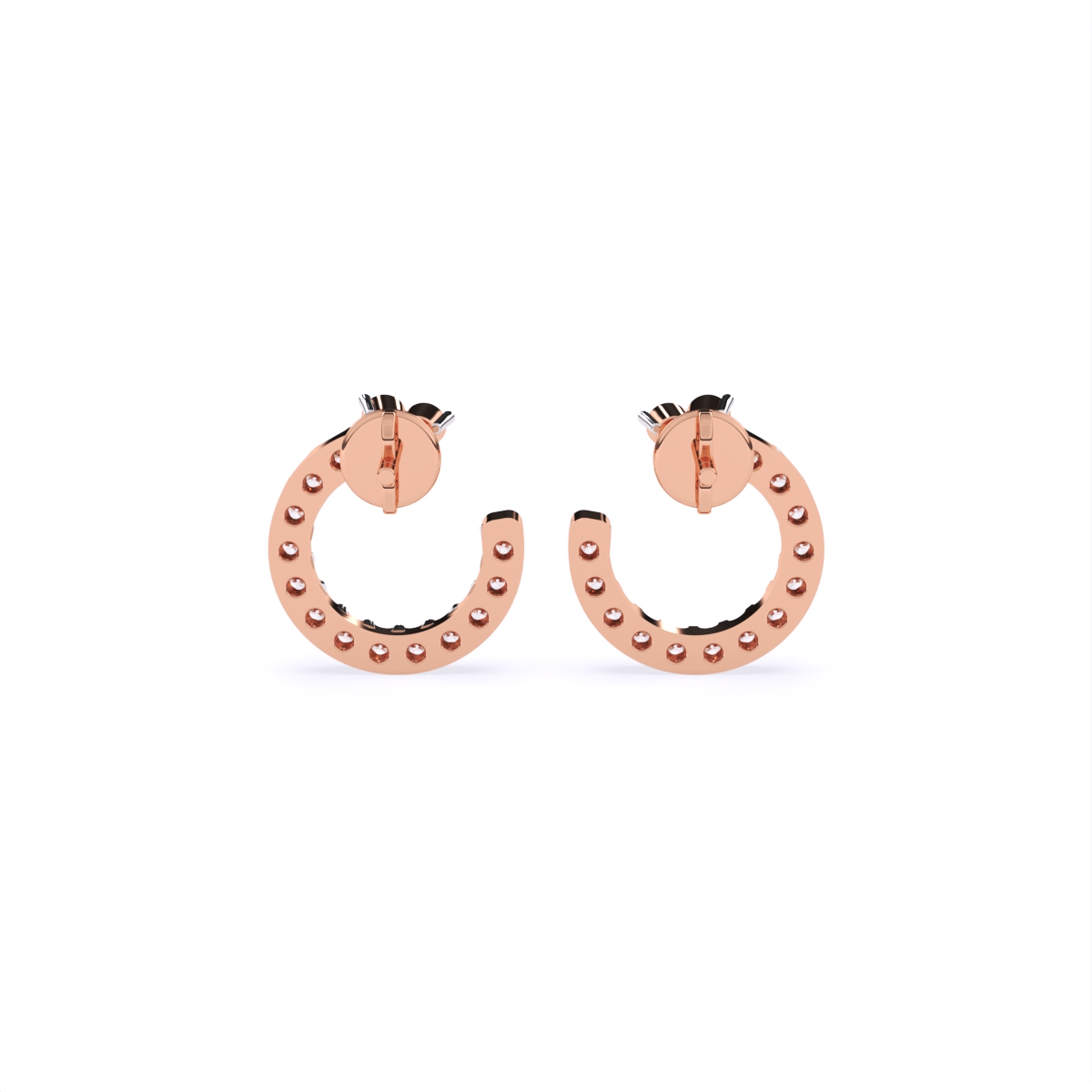 Diamond Crescent Stud Earrings with Sparkle