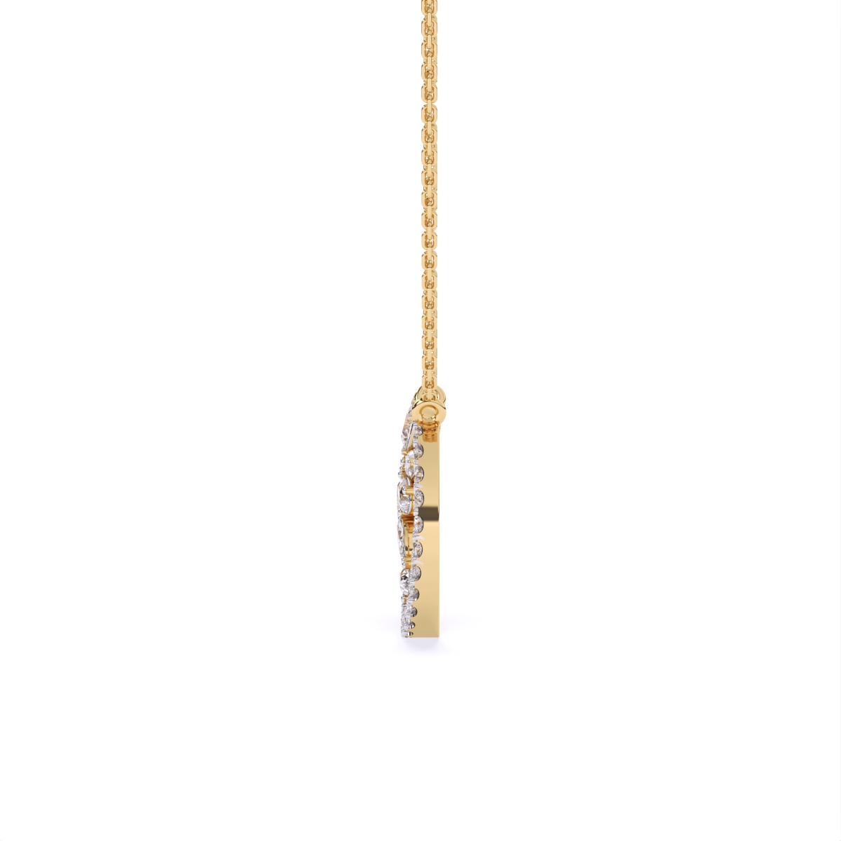Petal Curve Diamond Pendant Necklace