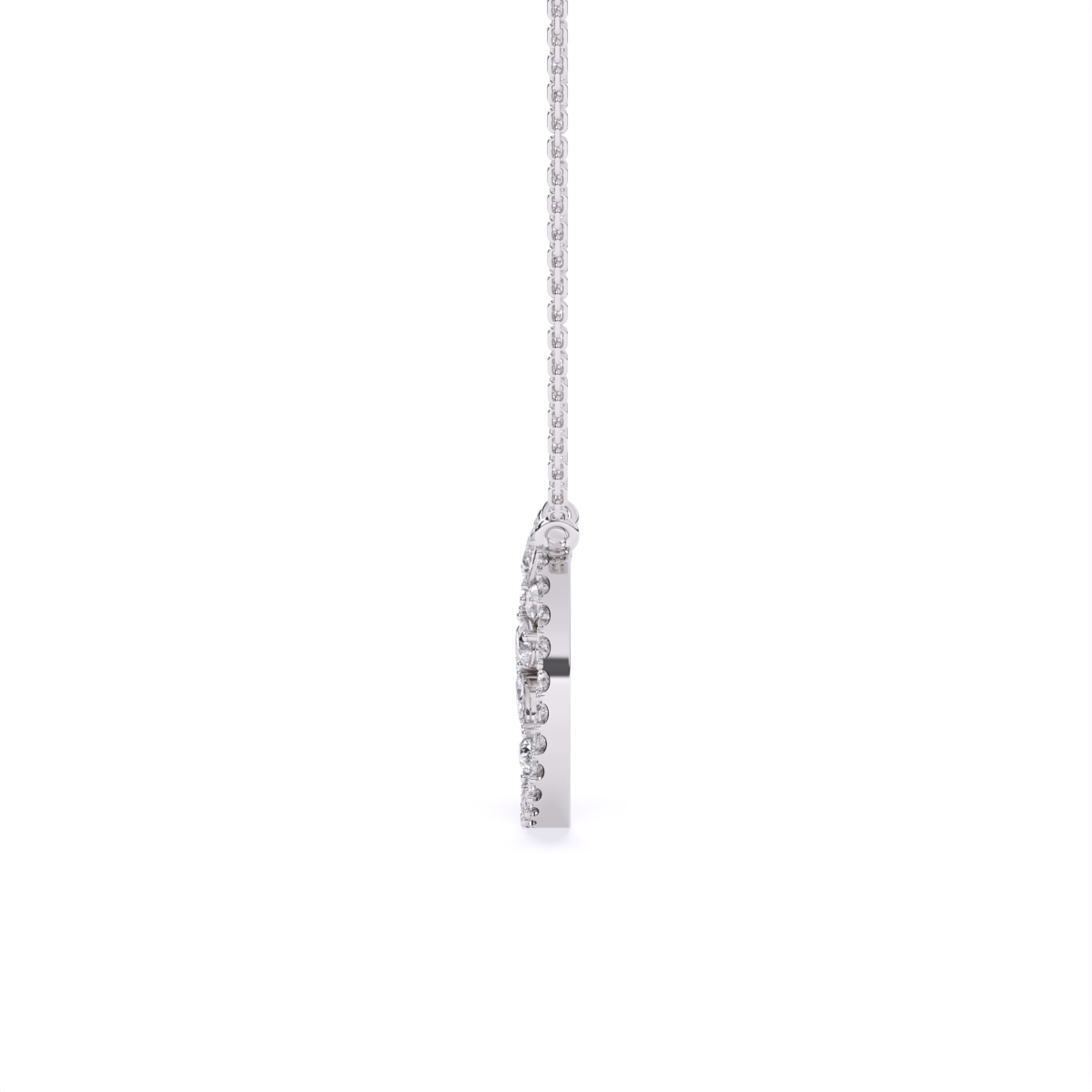 Petal Curve Diamond Pendant Necklace