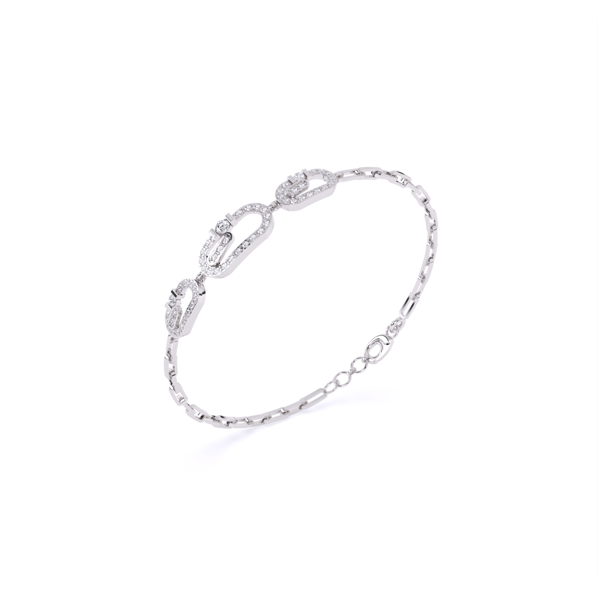 Stacked Style Diamond Charms With Links Bracelet
