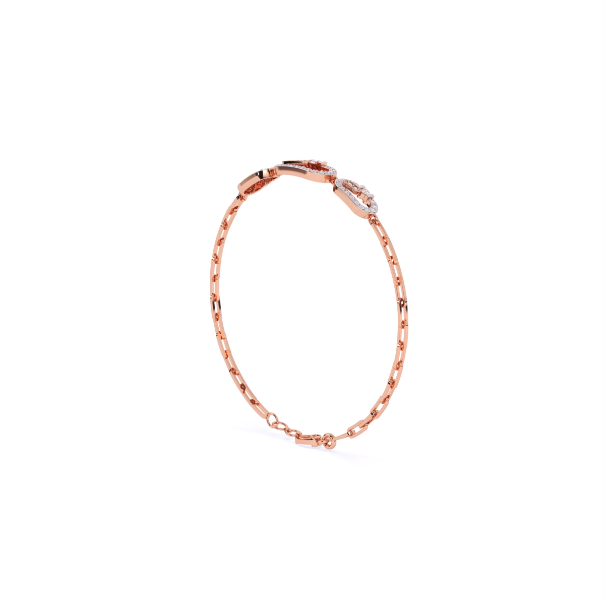 Stacked Style Diamond Charms With Links Bracelet