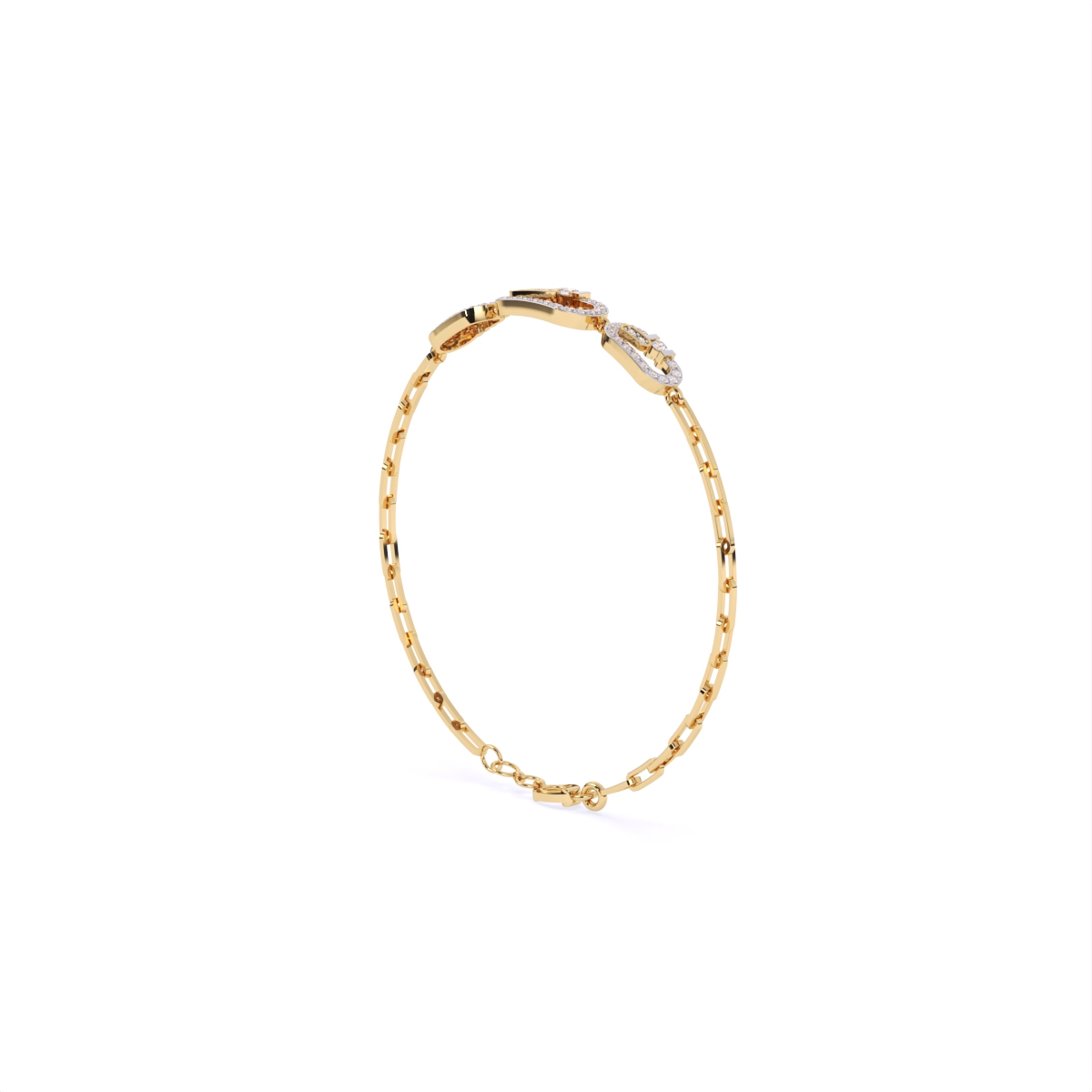 Stacked Style Diamond Charms With Links Bracelet
