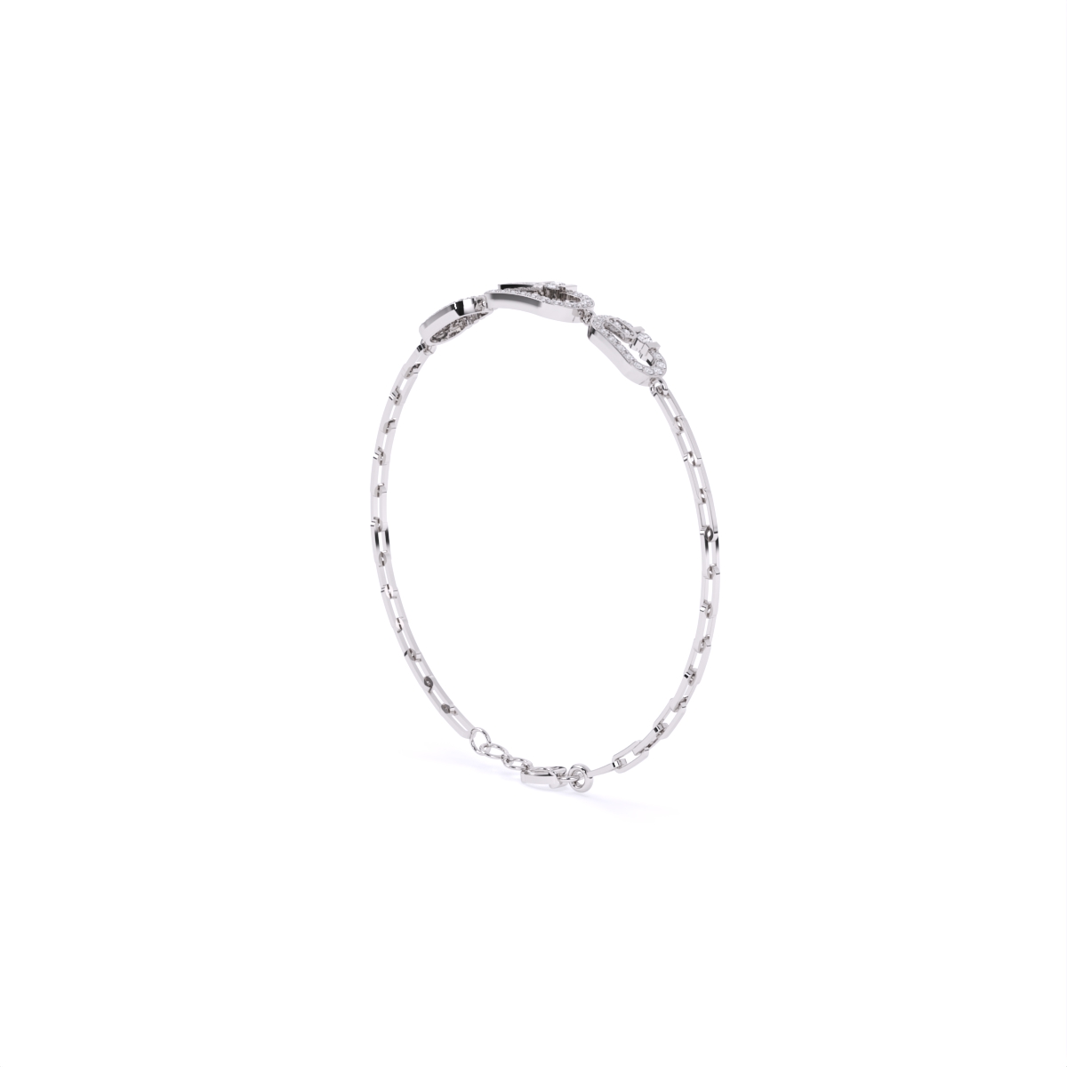 Stacked Style Diamond Charms With Links Bracelet