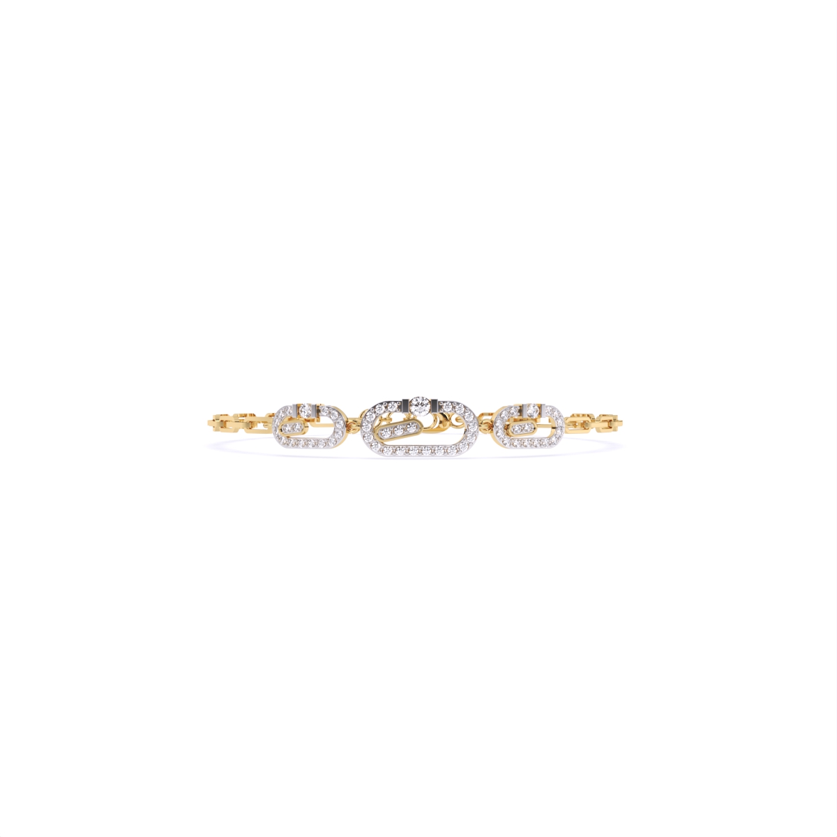 Stacked Style Diamond Charms With Links Bracelet
