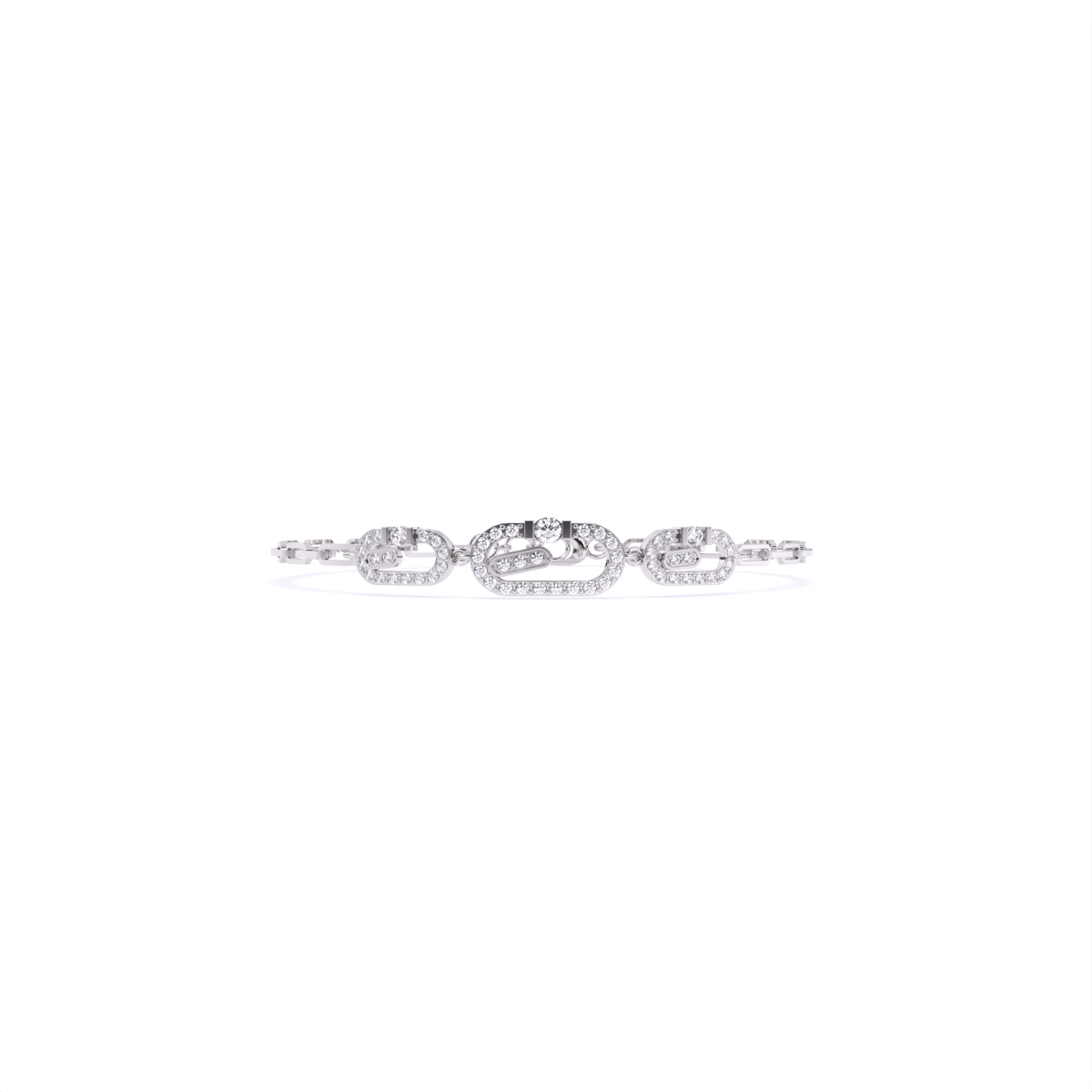 Stacked Style Diamond Charms With Links Bracelet