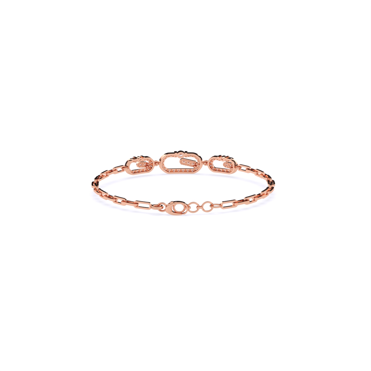 Stacked Style Diamond Charms With Links Bracelet