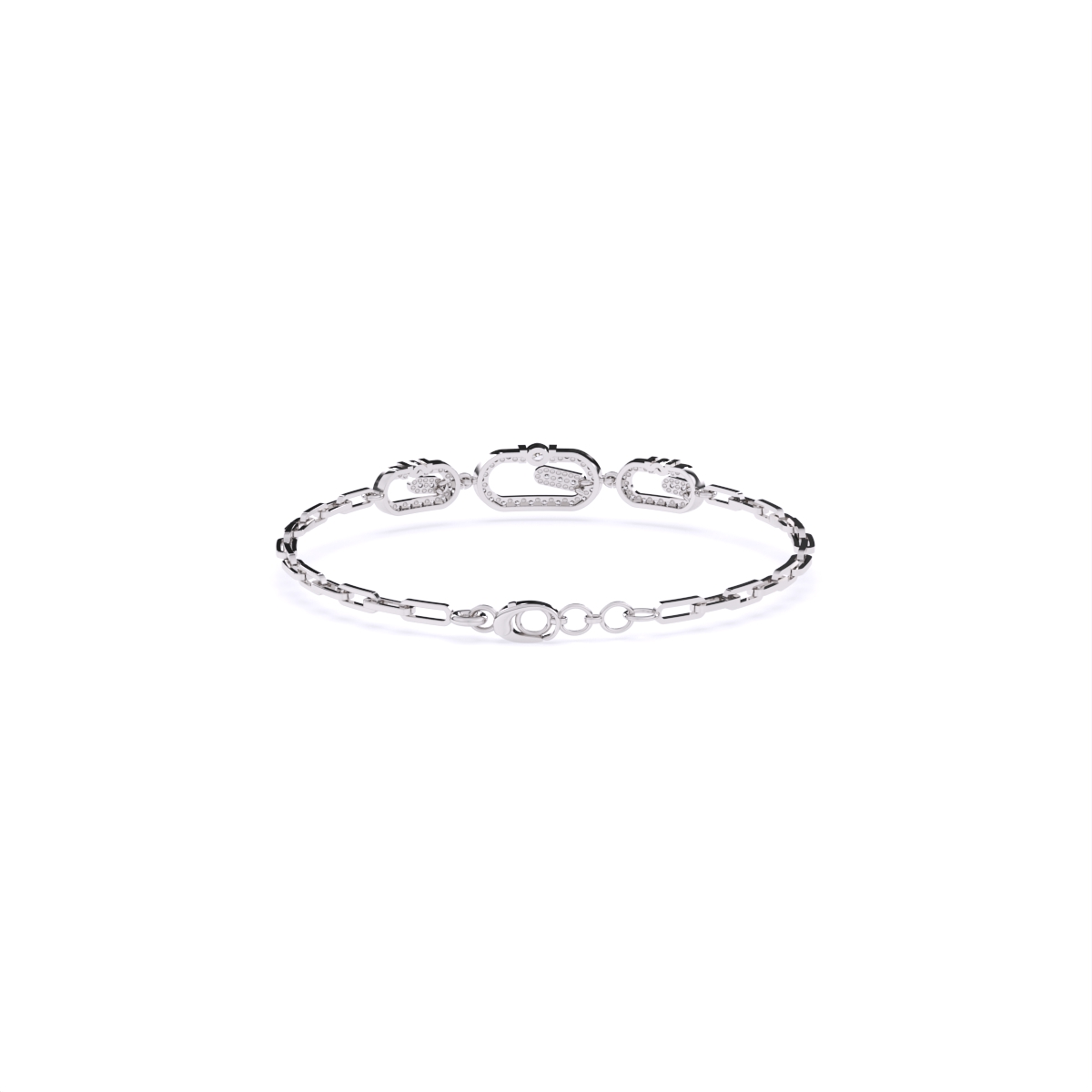 Stacked Style Diamond Charms With Links Bracelet