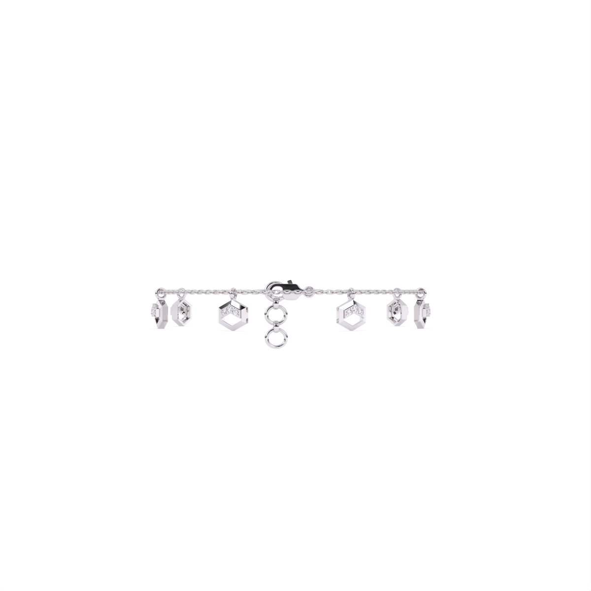 Chain Style Bracelet with Hexagon Diamond Charms