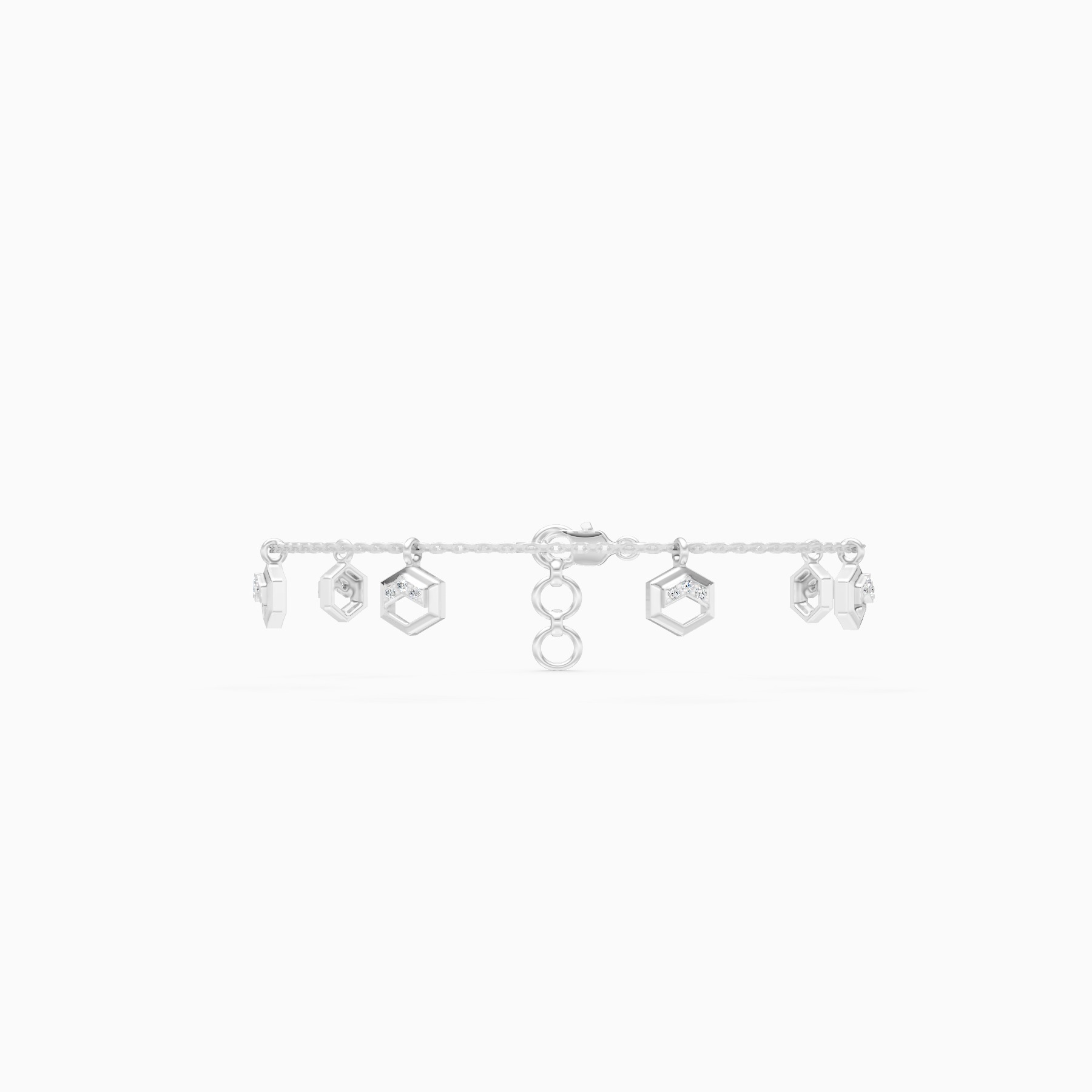 Chain Style Bracelet with Hexagon Diamond Charms