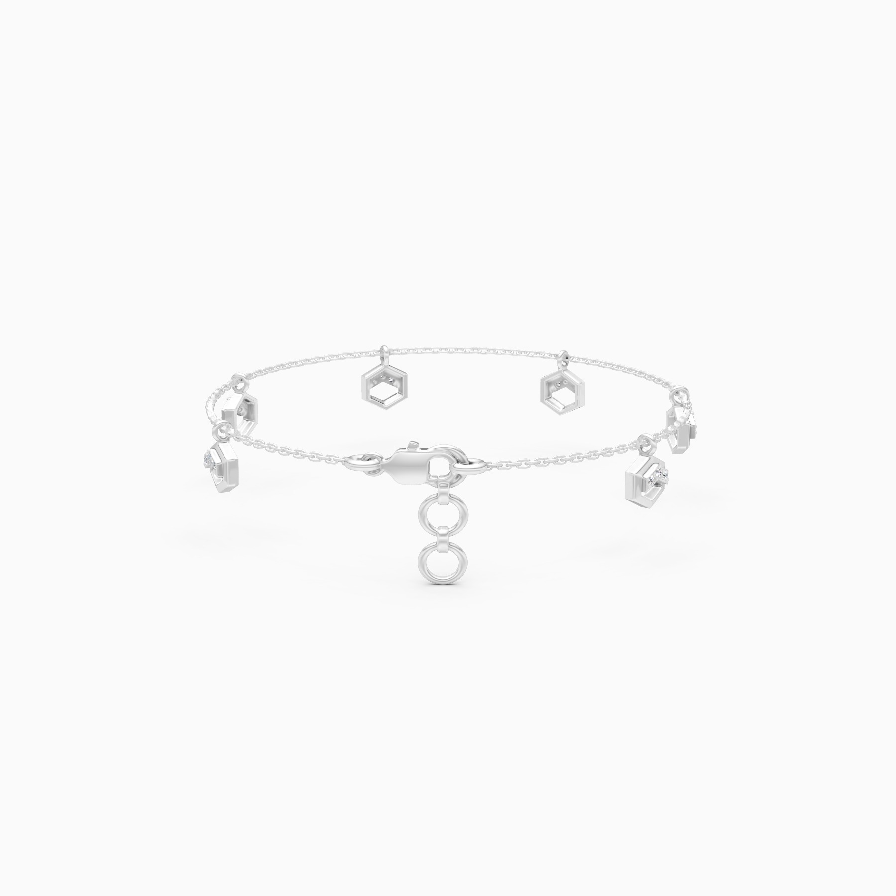 Chain Style Bracelet with Hexagon Diamond Charms