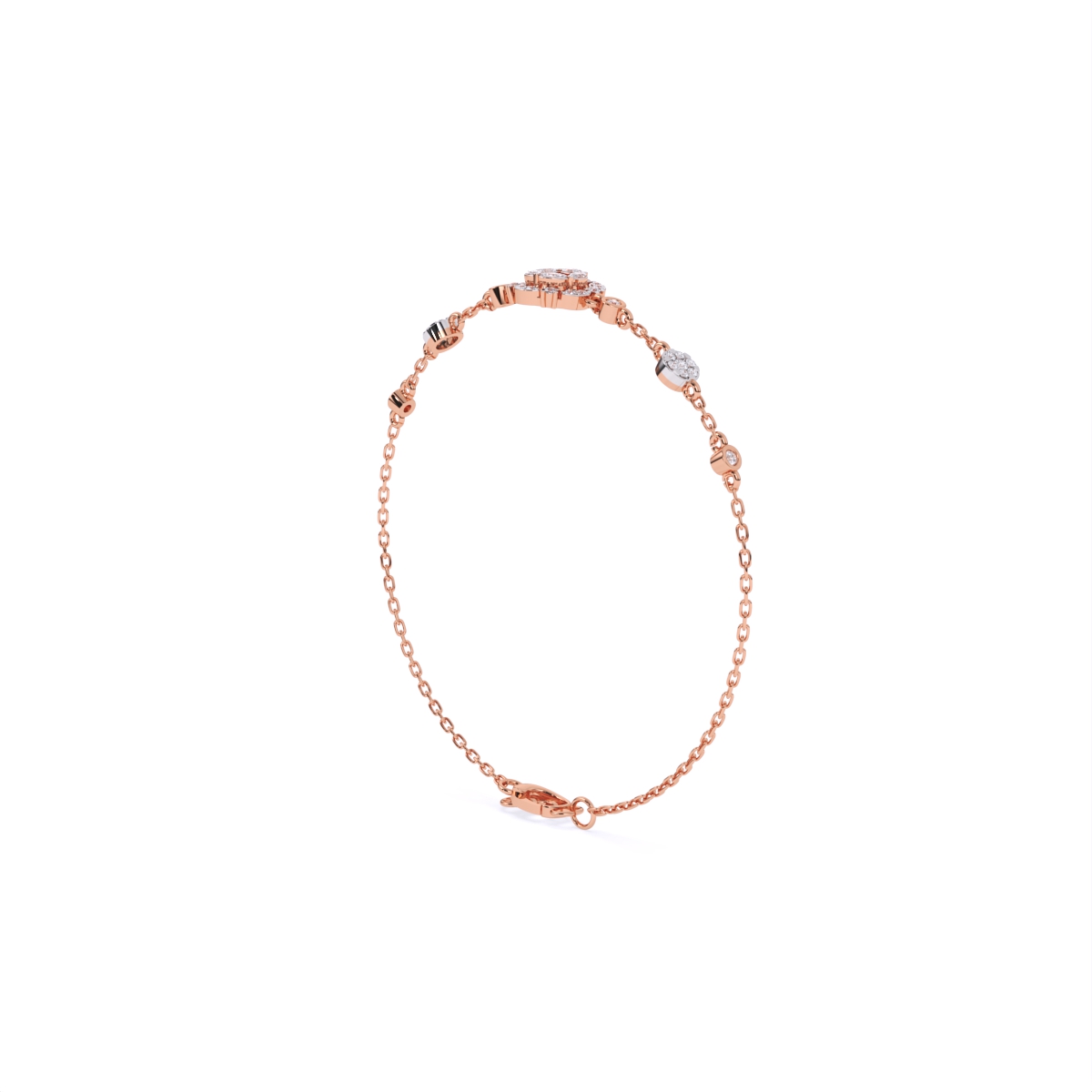 Diamond-Filled Round Center Bracelet with Side Diamonds