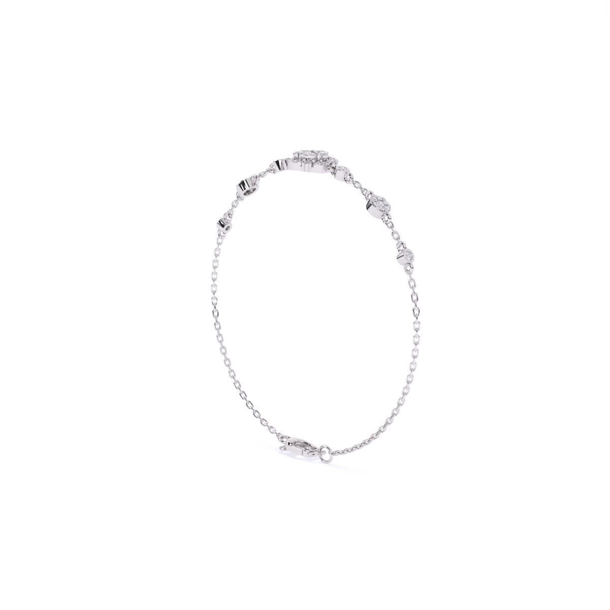 Diamond-Filled Round Center Bracelet with Side Diamonds