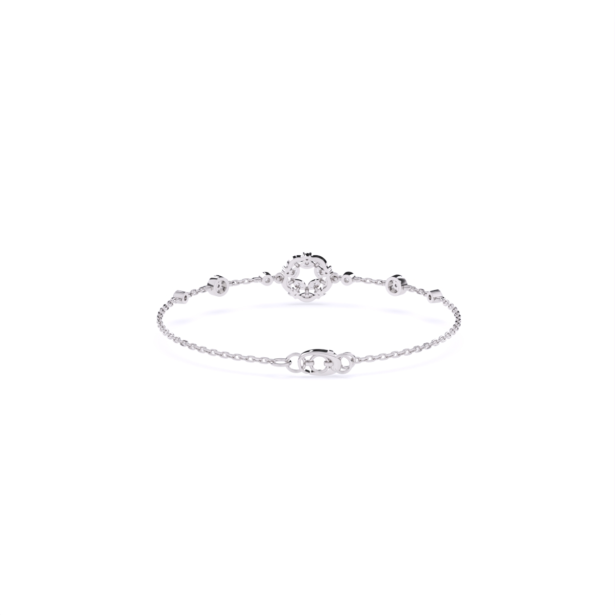 Diamond-Filled Round Center Bracelet with Side Diamonds