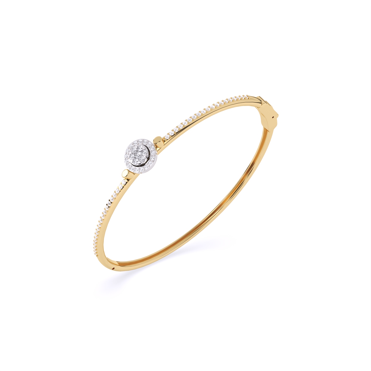 Sleek Diamond Band Bracelet Featuring Central Solitaire