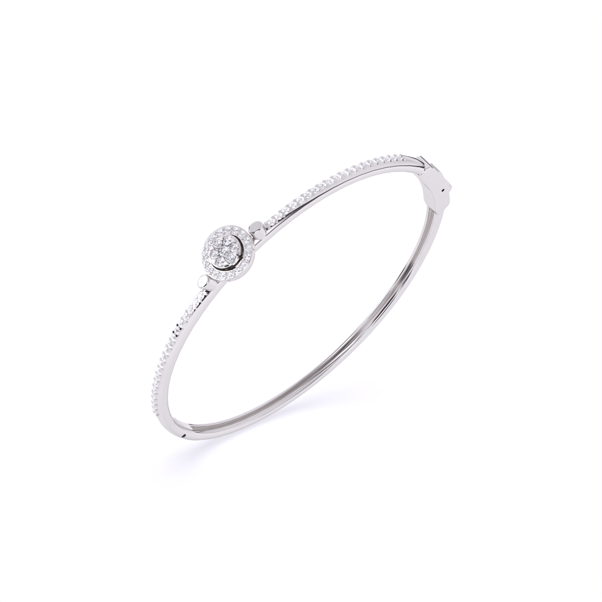 Sleek Diamond Band Bracelet Featuring Central Solitaire