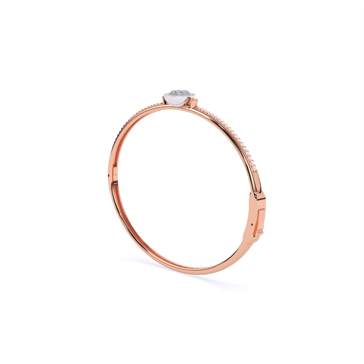 Sleek Diamond Band Bracelet Featuring Central Solitaire