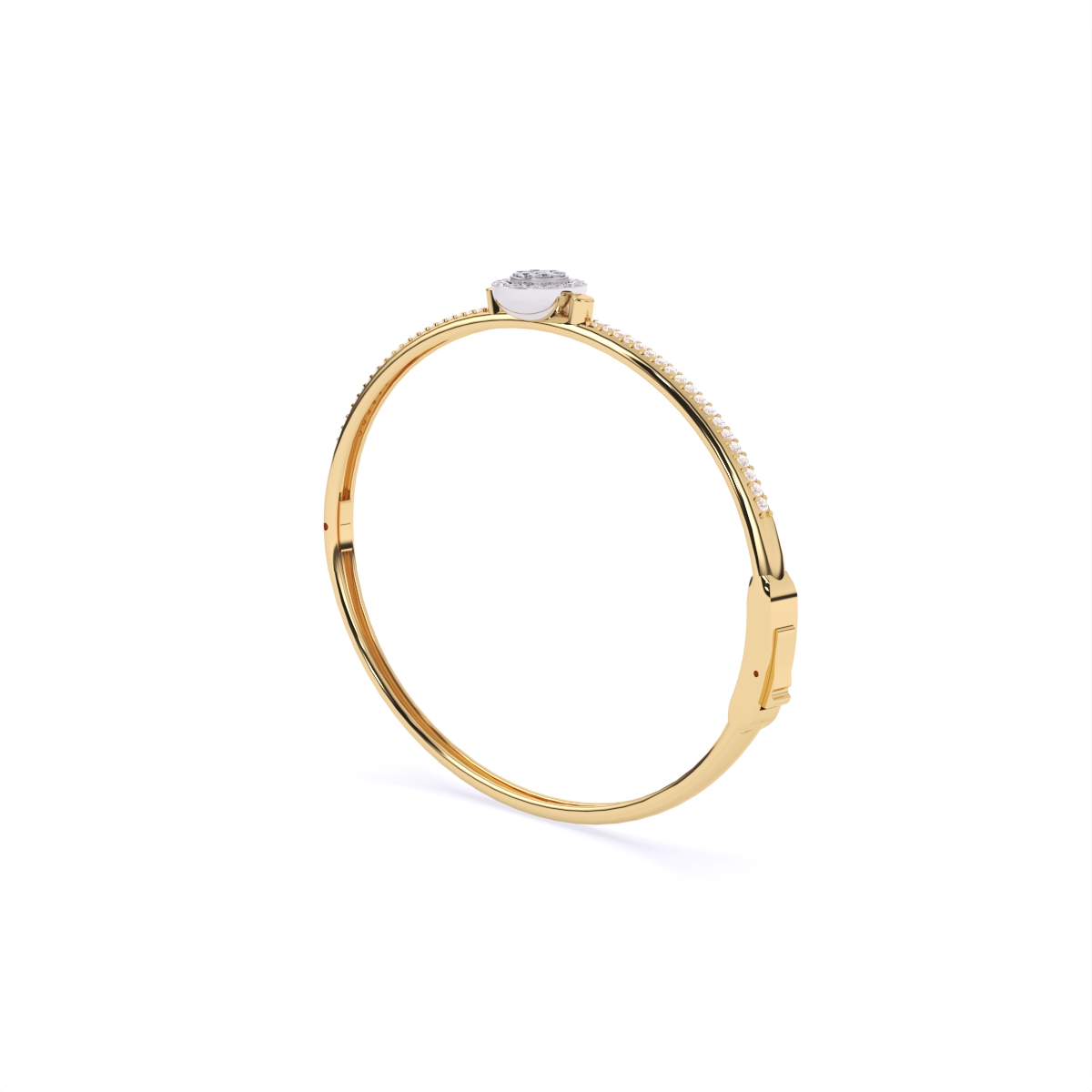 Sleek Diamond Band Bracelet Featuring Central Solitaire