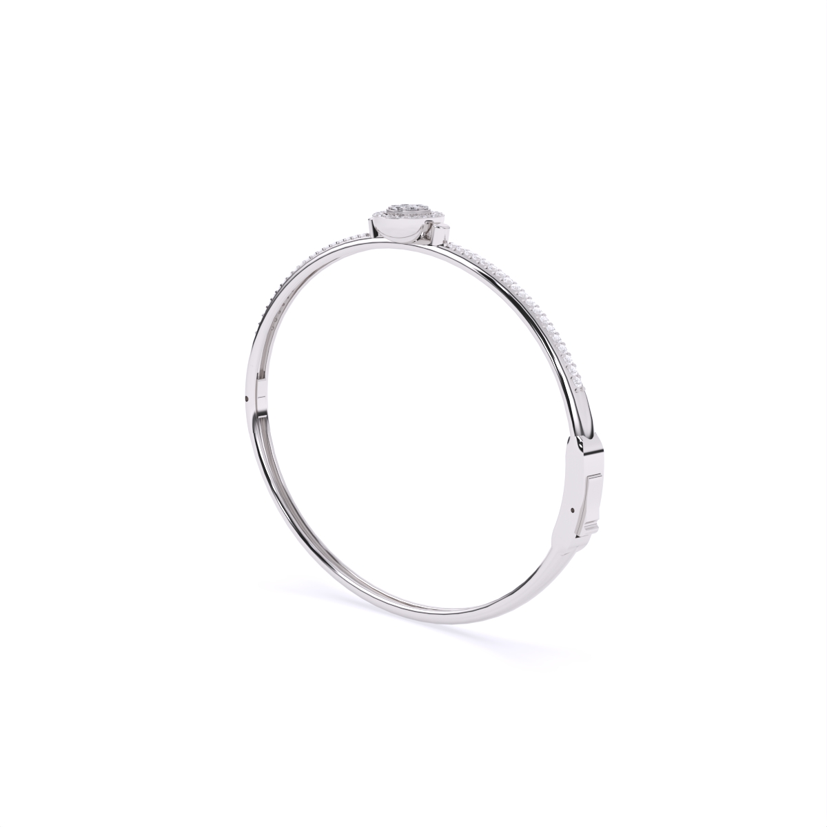 Sleek Diamond Band Bracelet Featuring Central Solitaire
