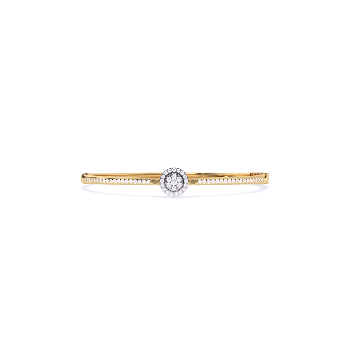 Sleek Diamond Band Bracelet Featuring Central Solitaire
