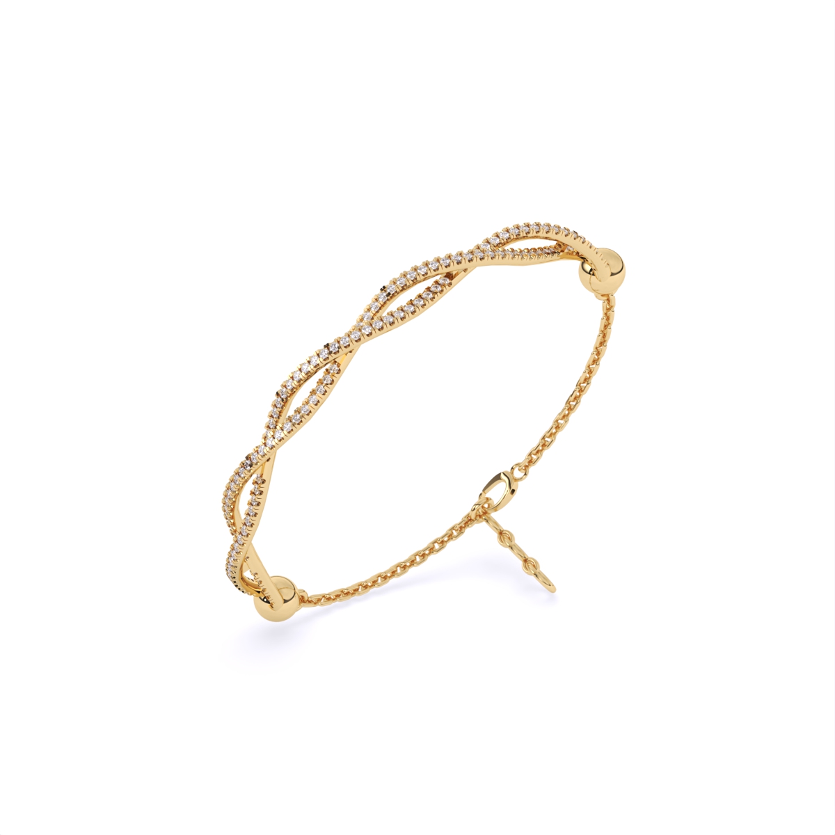 Sophisticated Braid Style Diamond Link Bracelet