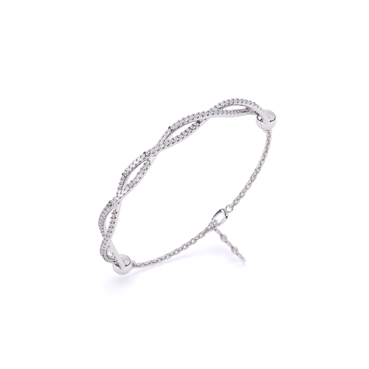 Sophisticated Braid Style Diamond Link Bracelet