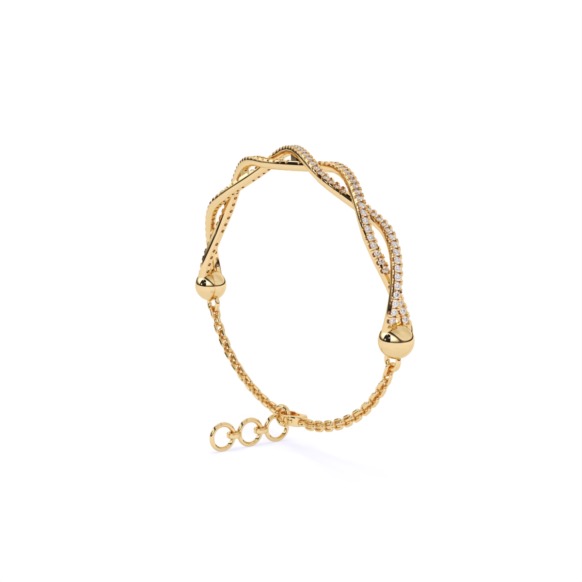 Sophisticated Braid Style Diamond Link Bracelet