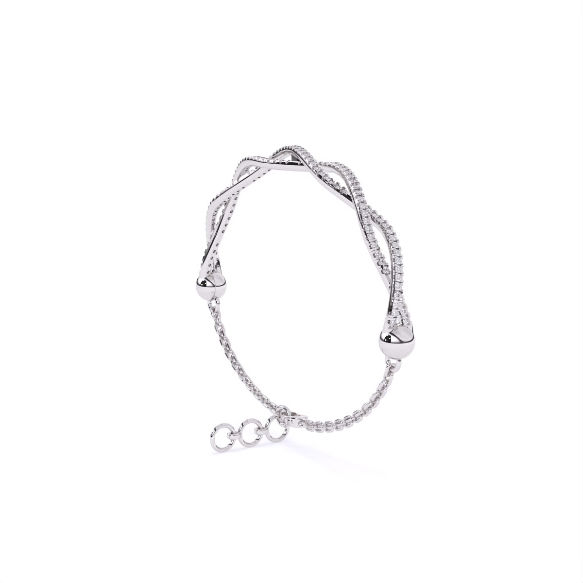 Sophisticated Braid Style Diamond Link Bracelet