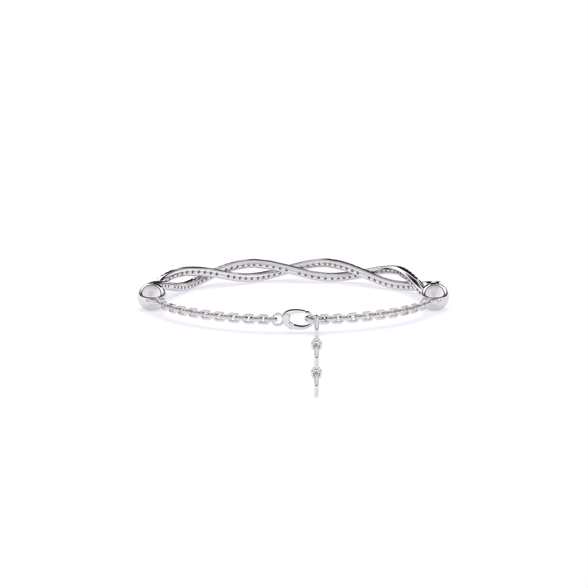 Sophisticated Braid Style Diamond Link Bracelet