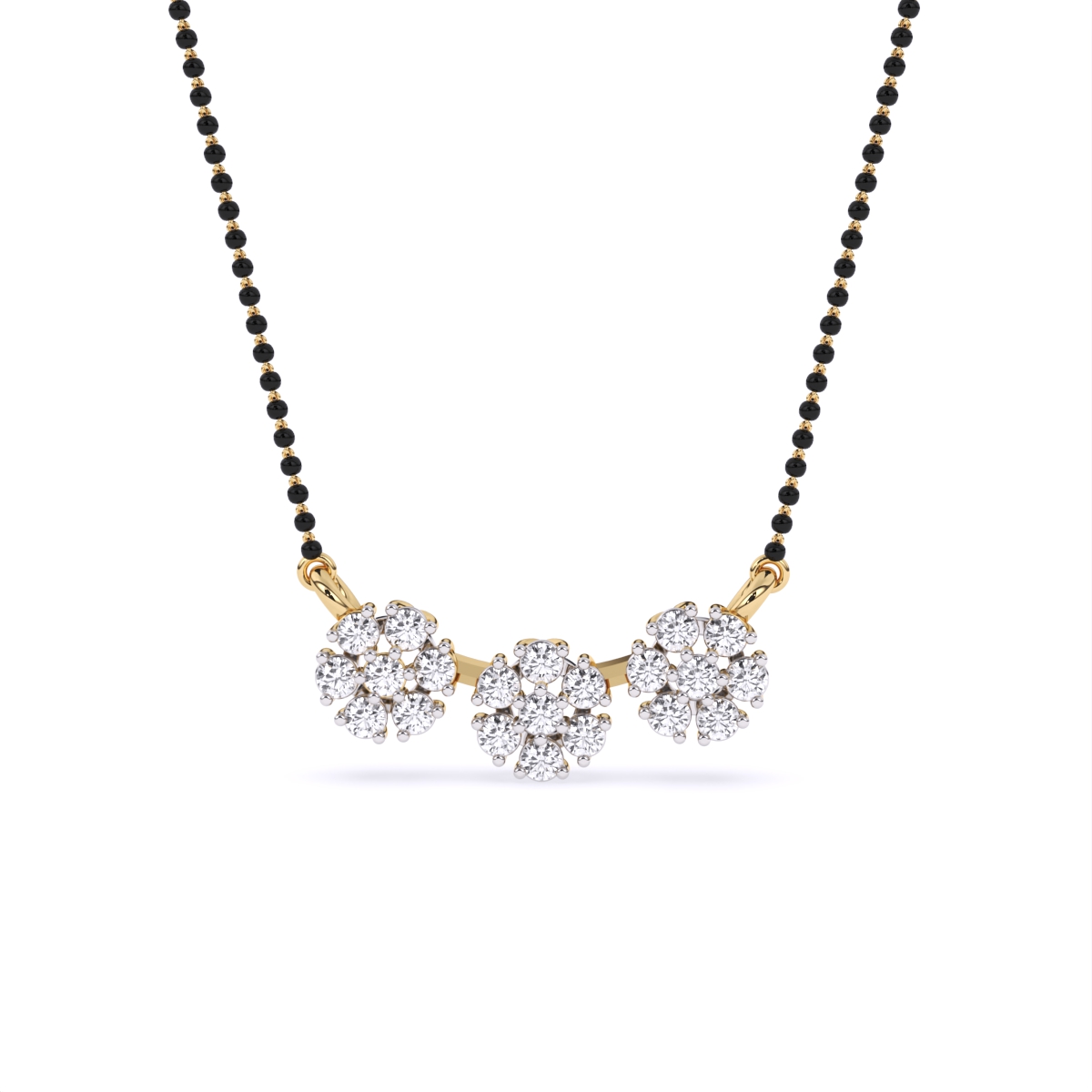 Floral Love 3-Charm Diamond Pendant Mangalsutra