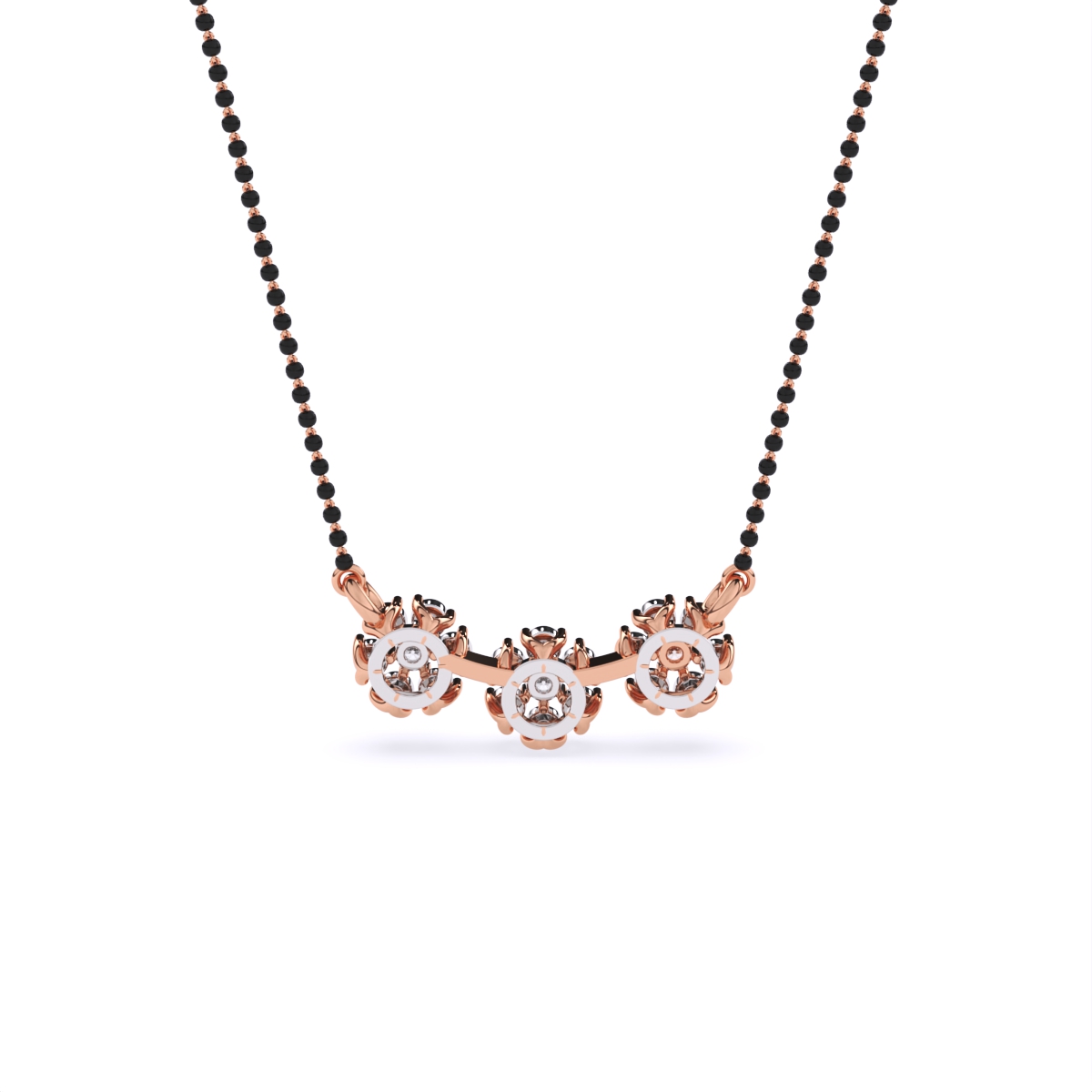 Floral Love 3-Charm Diamond Pendant Mangalsutra