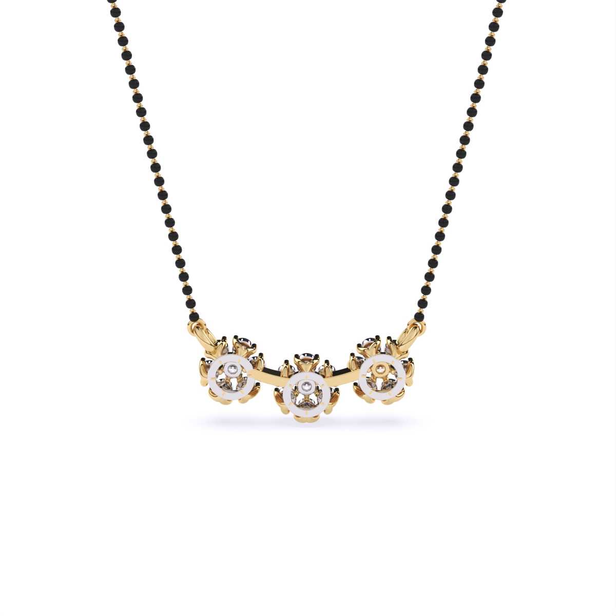 Floral Love 3-Charm Diamond Pendant Mangalsutra