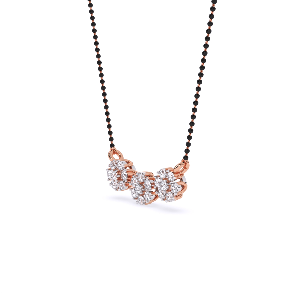 Floral Love 3-Charm Diamond Pendant Mangalsutra
