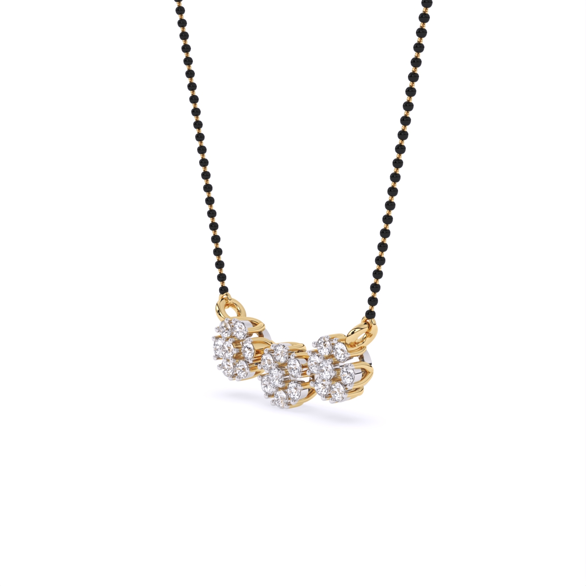 Floral Love 3-Charm Diamond Pendant Mangalsutra