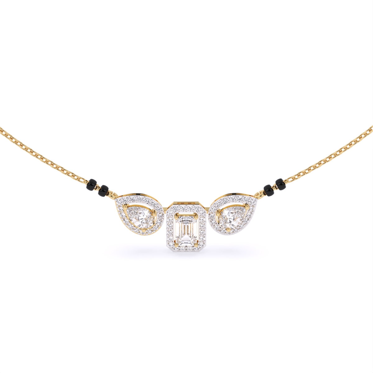 Pear & Emerald Cut Mangalsutra Pendant