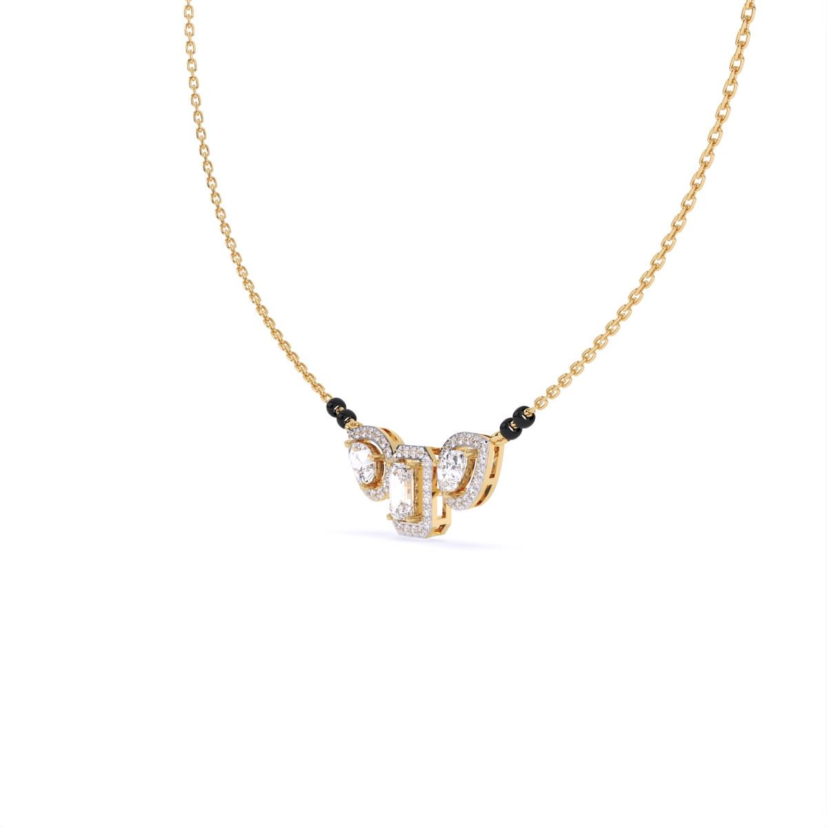 Pear & Emerald Cut Mangalsutra Pendant