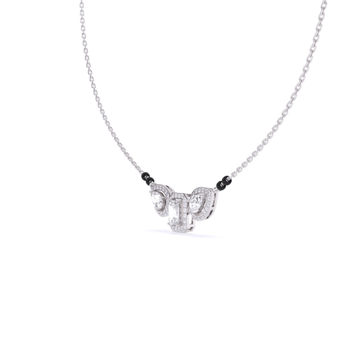 Pear & Emerald Cut Mangalsutra Pendant