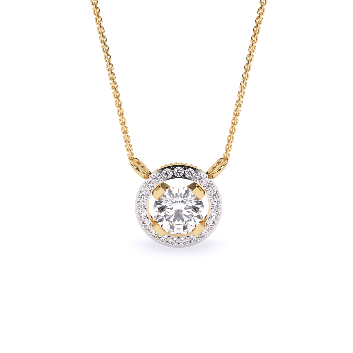 Elegant Solitaire Pendant with Diamond Circle