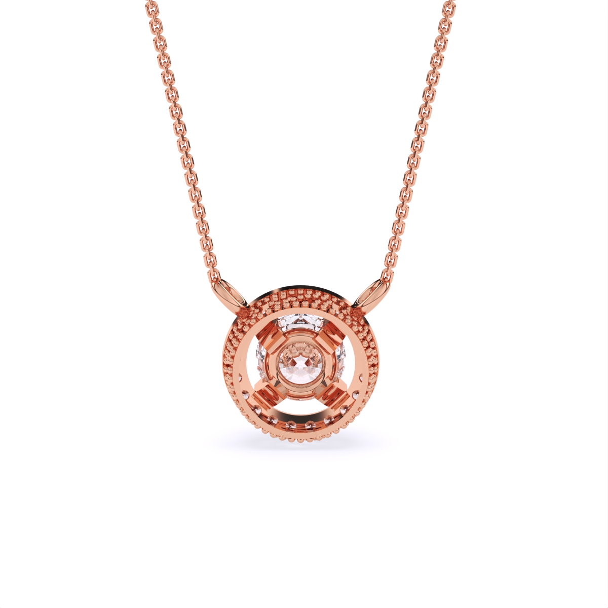 Elegant Solitaire Pendant with Diamond Circle