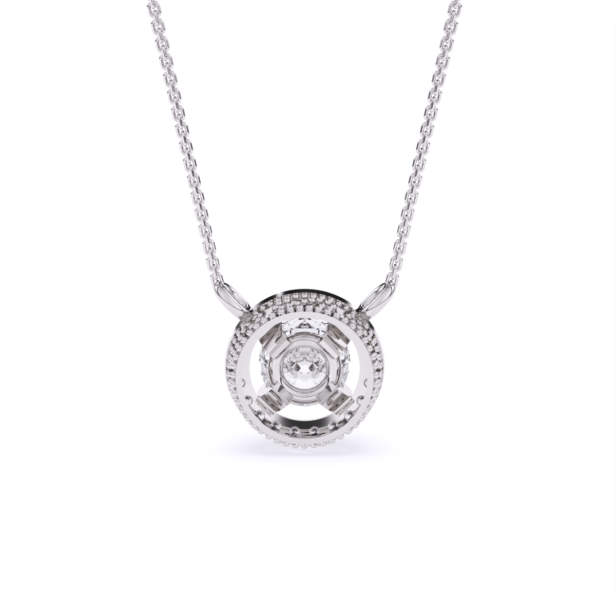 Elegant Solitaire Pendant with Diamond Circle
