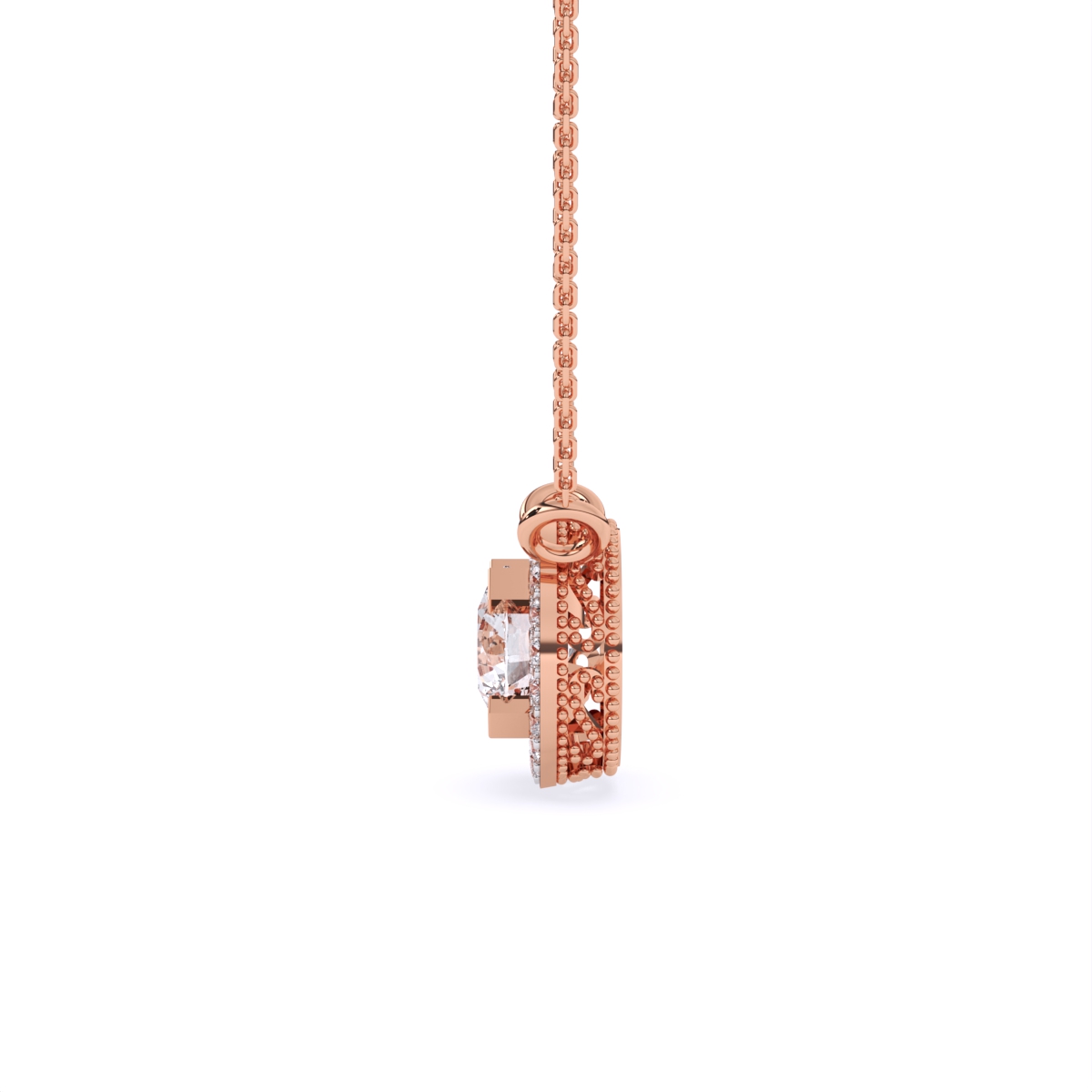 Elegant Solitaire Pendant with Diamond Circle