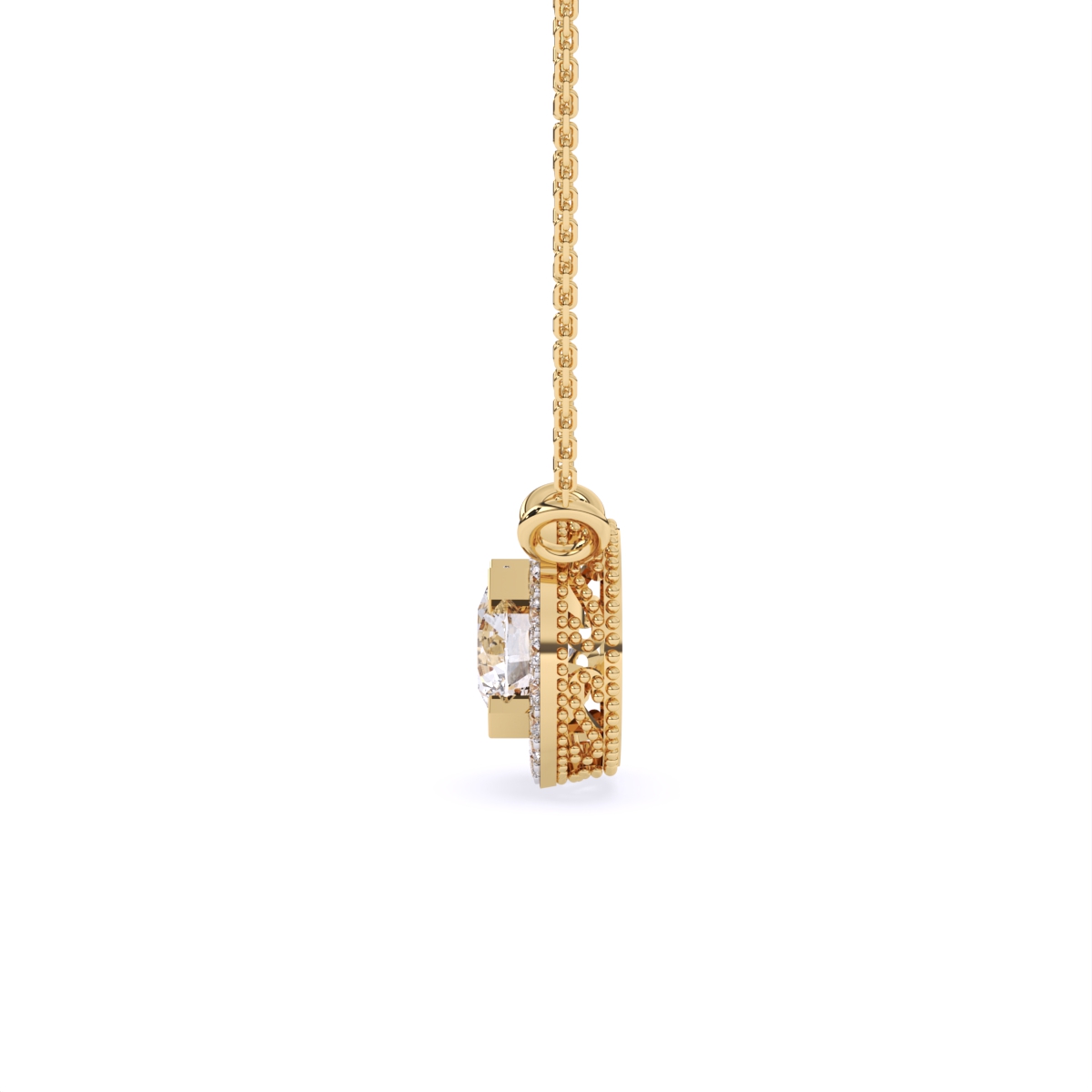 Elegant Solitaire Pendant with Diamond Circle