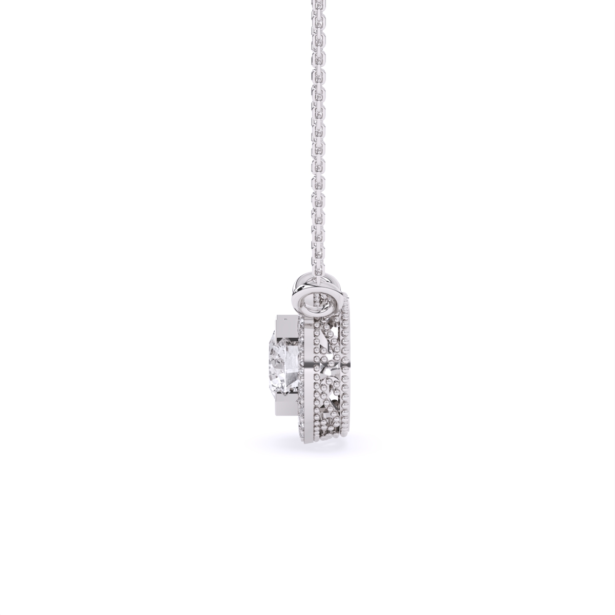 Elegant Solitaire Pendant with Diamond Circle