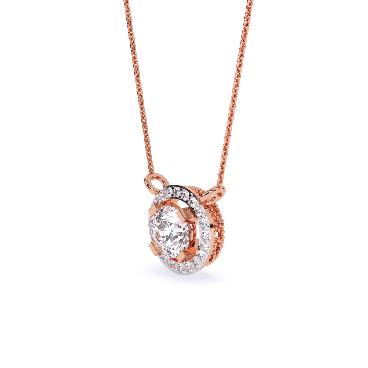 Elegant Solitaire Pendant with Diamond Circle