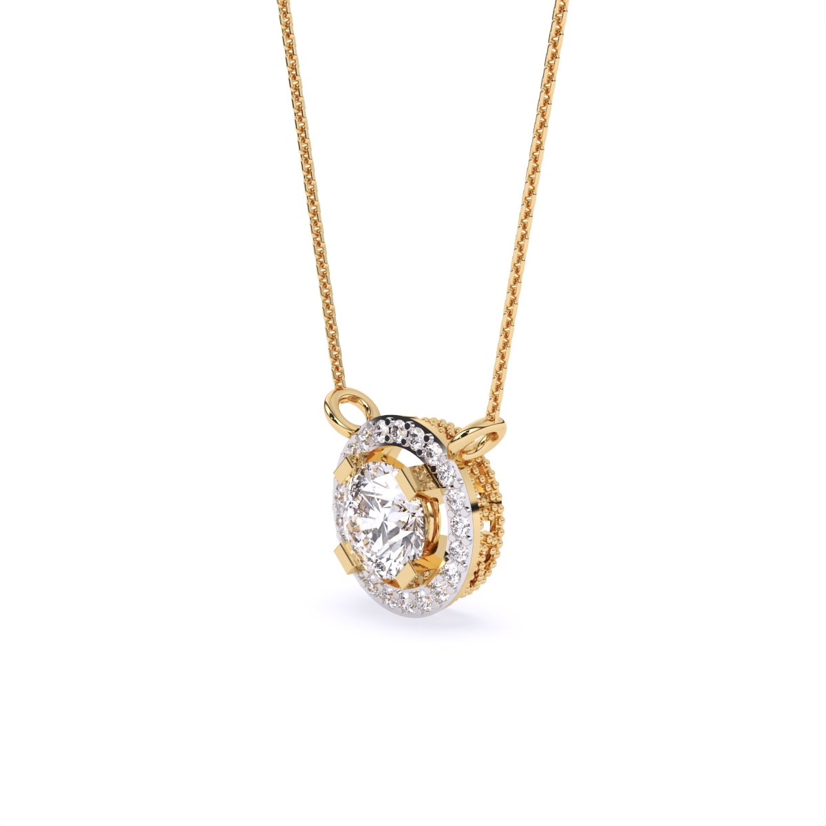Elegant Solitaire Pendant with Diamond Circle