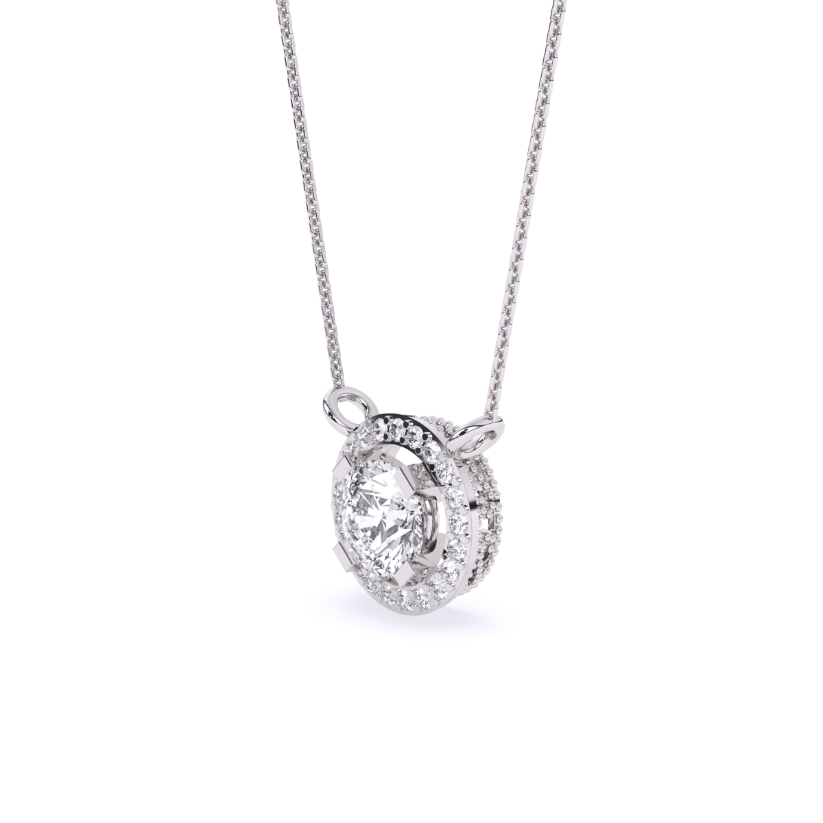 Elegant Solitaire Pendant with Diamond Circle