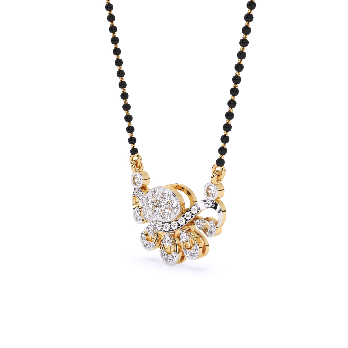 Artistic Petal Drop Diamond Mangalsutra